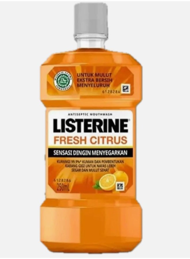 Listerine Fresh Citrus Antiseptic Mouthwash 250ml – Long-Lasting Fresh Breath - Image 1